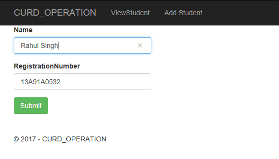 CRUD operation in ASP.NET core MVC using Entity Framework core code first approach